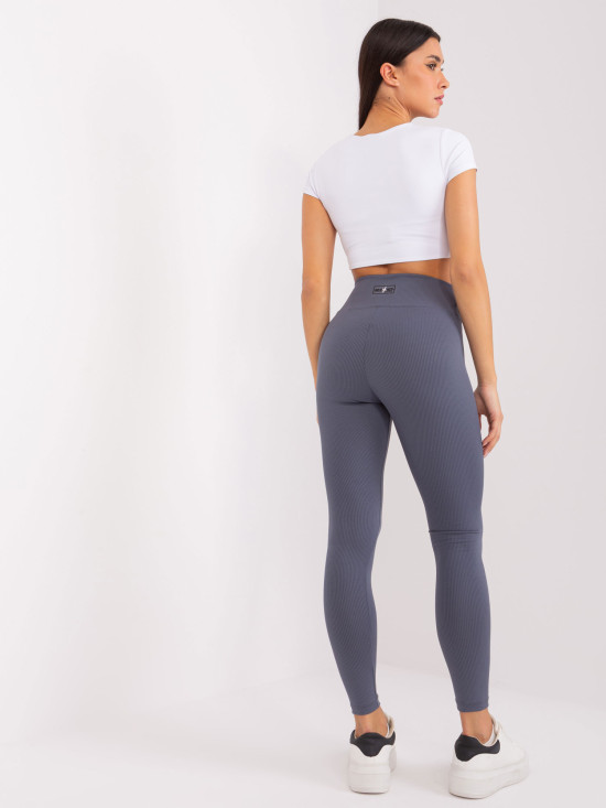 Grafitowe sportowe legginsy basic z bawełny