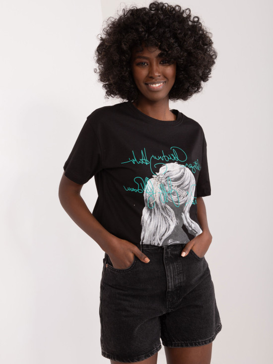 Stylowe czarne t-shirt z nadrukiem