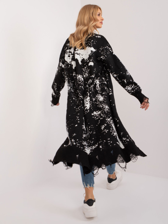 Stylowy czarny kardigan z długim rękawem