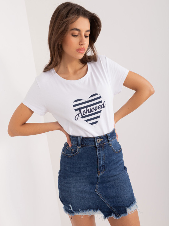 Białe i granatowe t-shirt z krótkim rękawem
