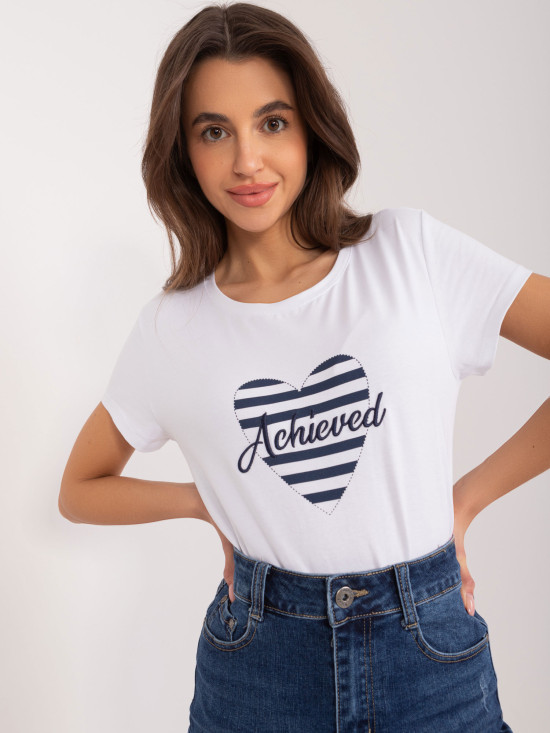 Białe i granatowe t-shirt z krótkim rękawem