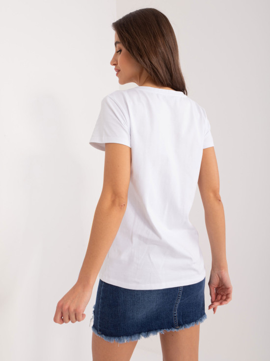 Białe i granatowe t-shirt z krótkim rękawem