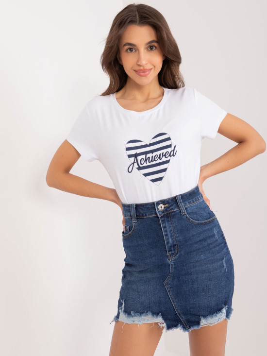 Białe i granatowe t-shirt z krótkim rękawem