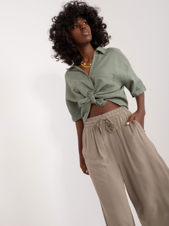 Stylowe palazzo spodnie w khaki