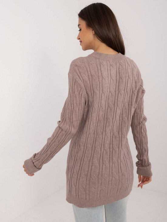 Beżowy sweter z długim rękawem