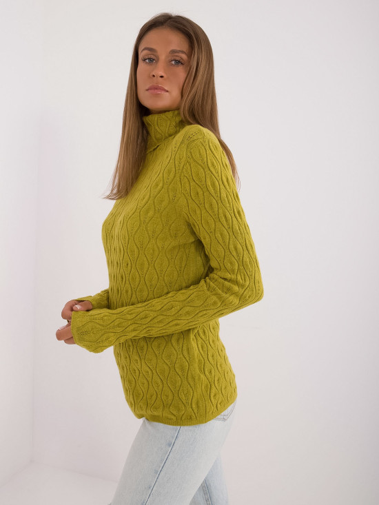 Elegancki oliwkowy sweter z golfem