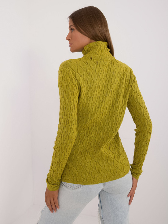 Elegancki oliwkowy sweter z golfem