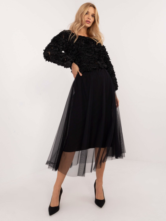 Elegancka czarna midi spódnica