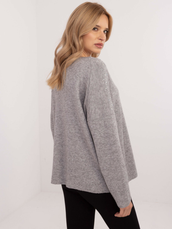 Elegancki szary sweter z aplikacją