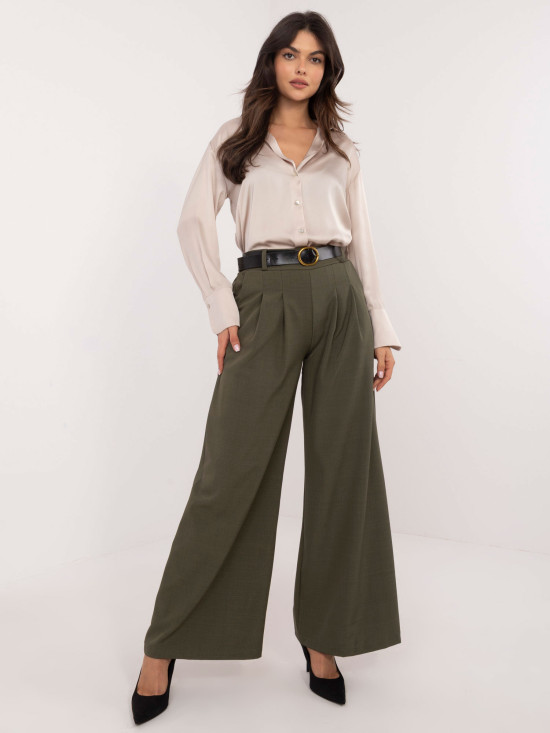 Eleganckie spodnie palazzo w kolorze khaki