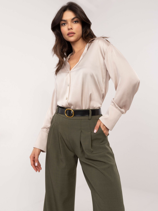 Eleganckie spodnie palazzo w kolorze khaki