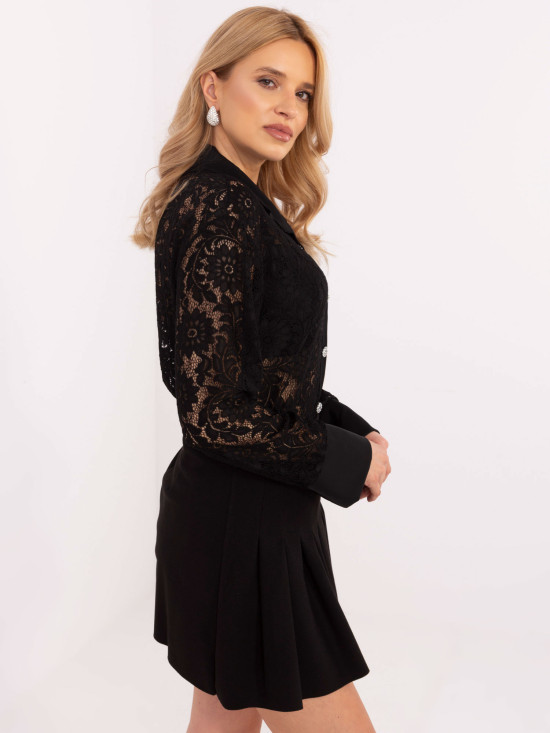 Elegancka czarna bluzka z koronką