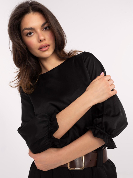 Elegancka czarna bluzka z 3/4 rękawem