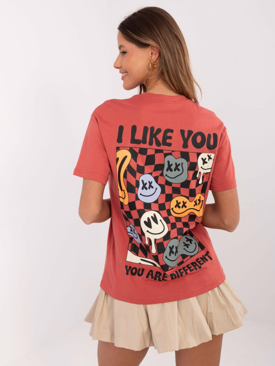 Koralowe T-shirt z krótkim rękawem
