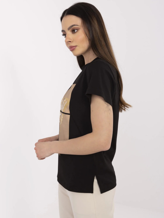 Stylowe czarne t-shirt z aplikacją