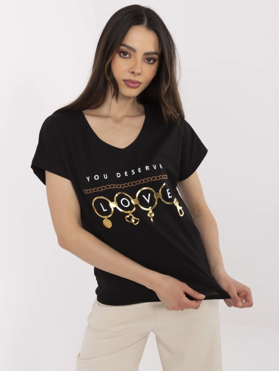 Stylowe czarne t-shirt z krótkim rękawem