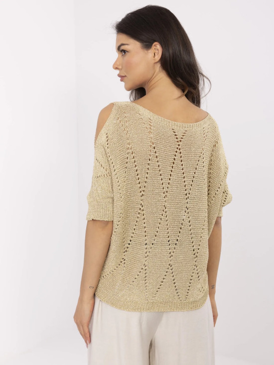 Elegancki złoty sweter z 3/4 rękawami