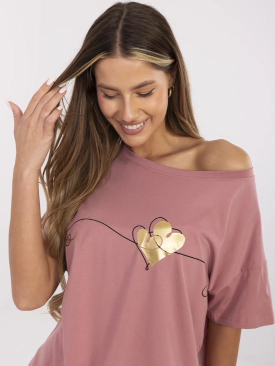 Stylowe t-shirt z krótkim rękawem w ciemnoróżowym