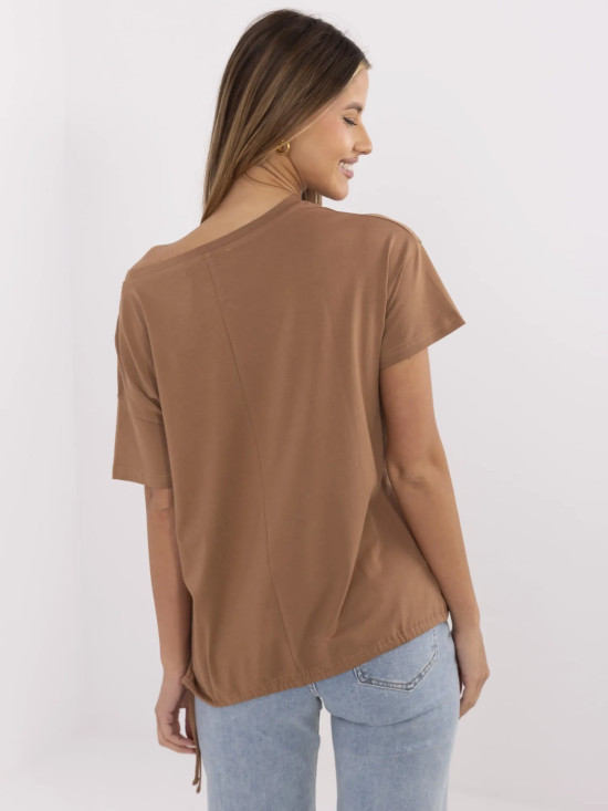Stylowe t-shirt z krótkim rękawem w beżowym kolorze