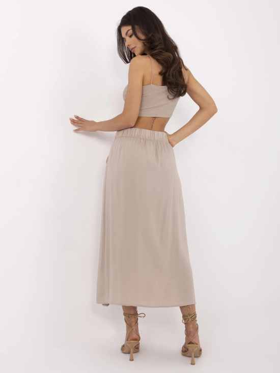 Elegancka midi spódnica w beżowym kolorze