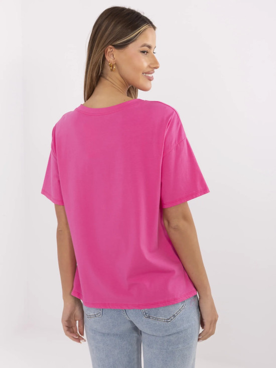 Stylowe t-shirt z krótkim rękawem w ciemnoróżowym kolorze