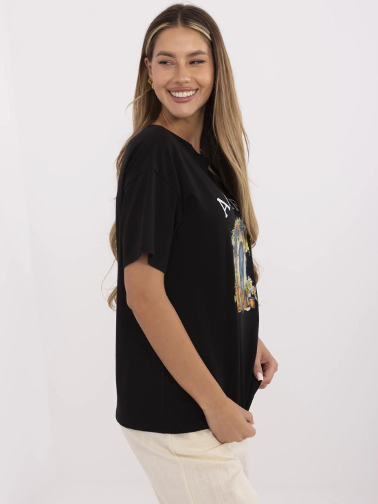 Stylowe czarne t-shirt z nadrukiem