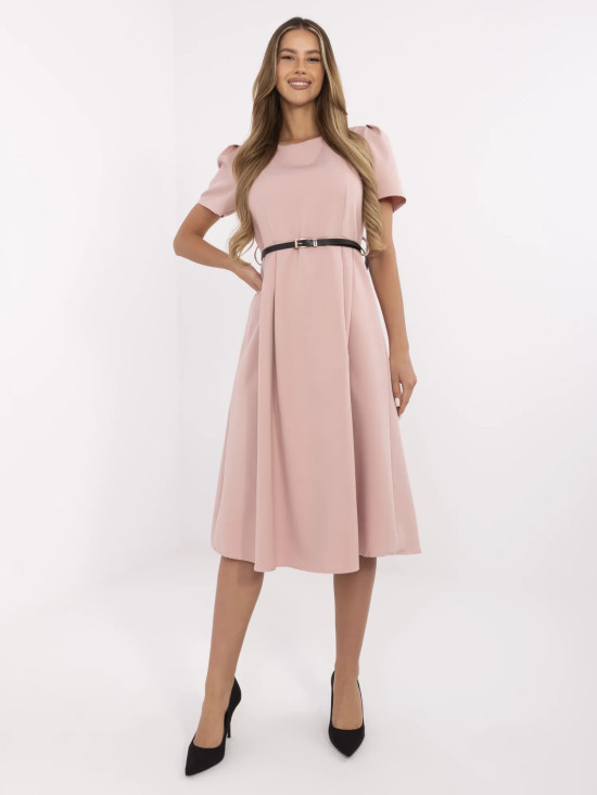 Elegancka midi sukienka w ciemnoróżowym