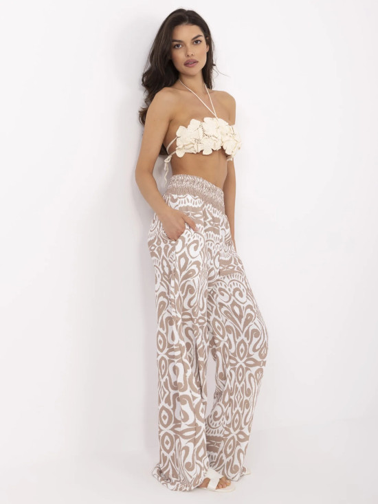 Stylowe brązowe spodnie z boho wzorem
