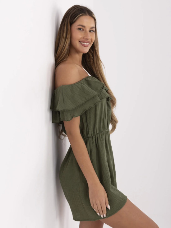 Kombinezon z falbanami w khaki