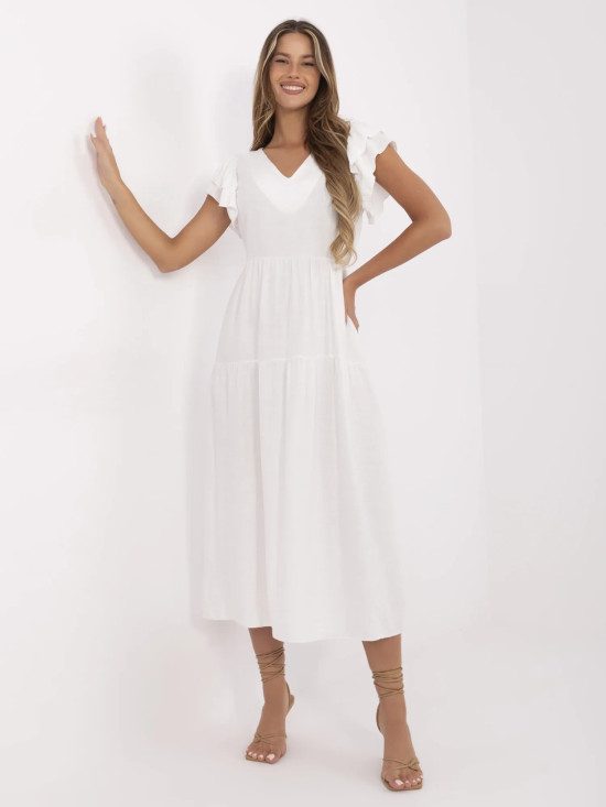 Elegancka sukienka midi z falbanami