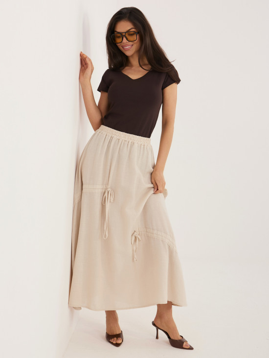 Beżowa spódnica midi z wiązaniem