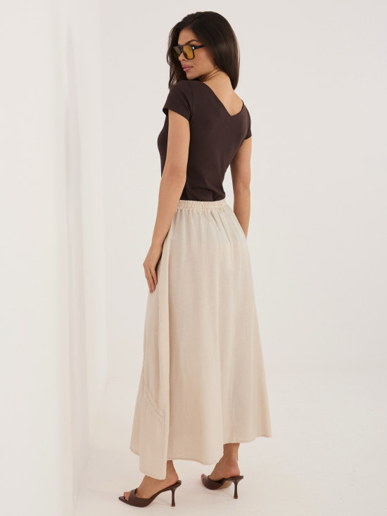 Beżowa spódnica midi z wiązaniem