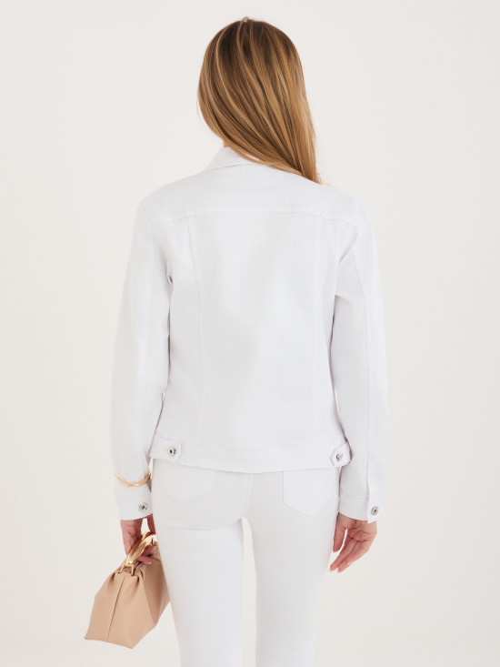 Biała kurtka jeansowa z kołnierzykiem