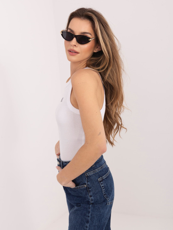 Biały bawełniany top z haftem i napisem