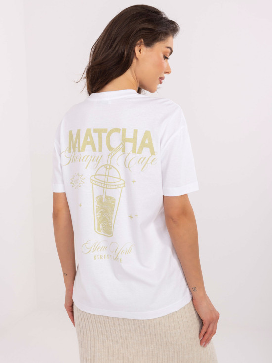 Białe t-shirt z nadrukiem