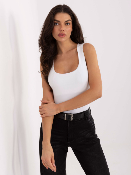 Biały gładki top bez rękawów
