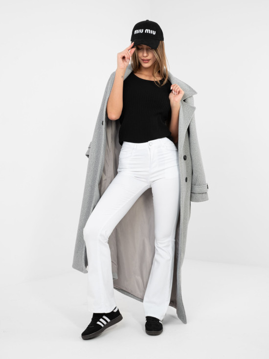 Czarna prążkowana bawełniana bluzka z krótkim rękawem