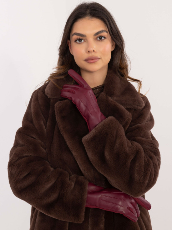 Damskie ocieplane rękawiczki w kolorze bordowym