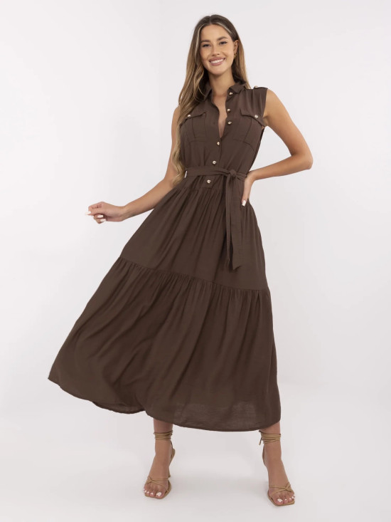Elegancka maxi sukienka z falbanami