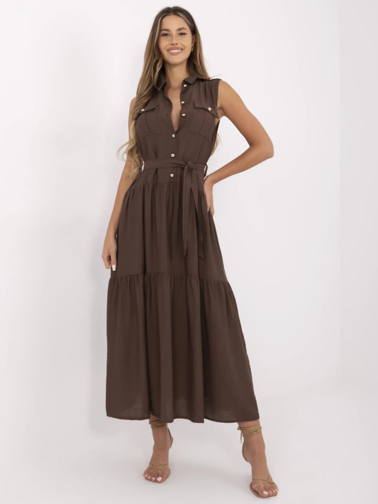 Elegancka maxi sukienka z falbanami