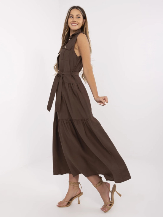 Elegancka maxi sukienka z falbanami