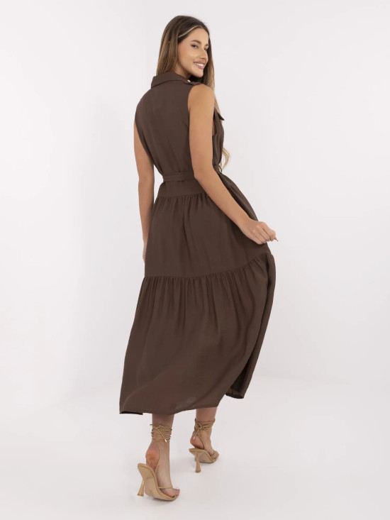 Elegancka maxi sukienka z falbanami