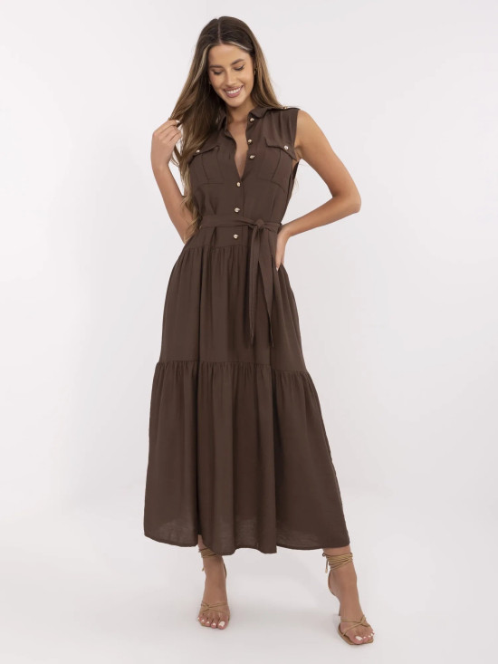 Elegancka maxi sukienka z falbanami