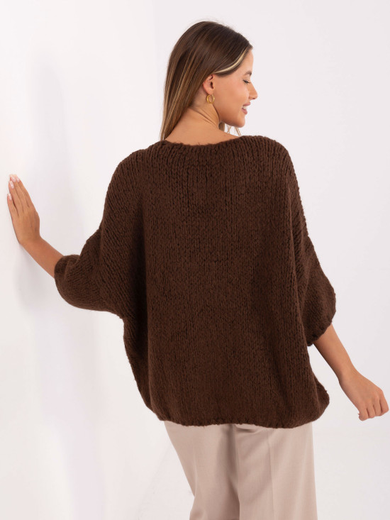 Brązowy sweter z 3/4 rękawami