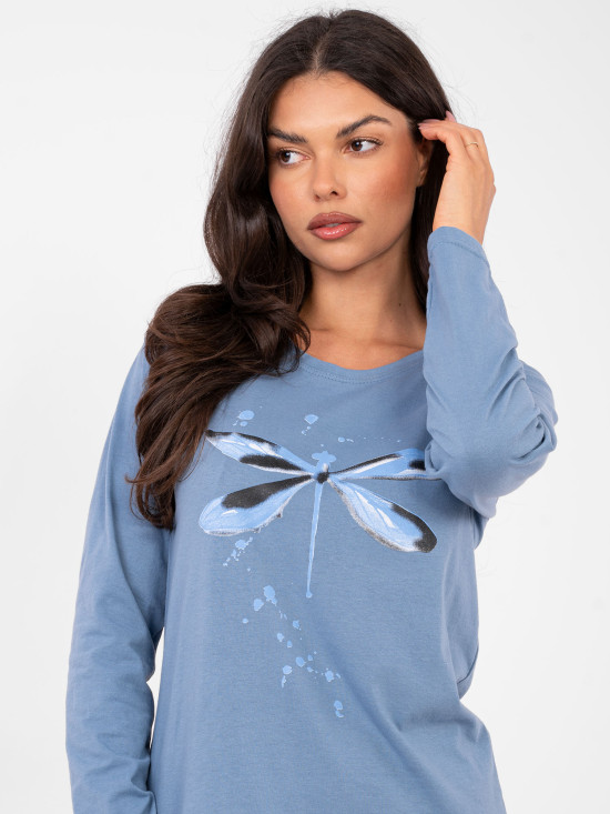 Damska bawełniana piżama z nadrukiem i guzikami