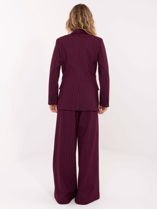 Bordowa elegancka marynarka w paski