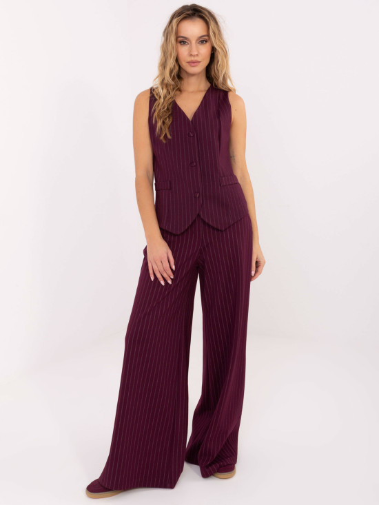 Elegancka bordowa damska kamizelka w paski