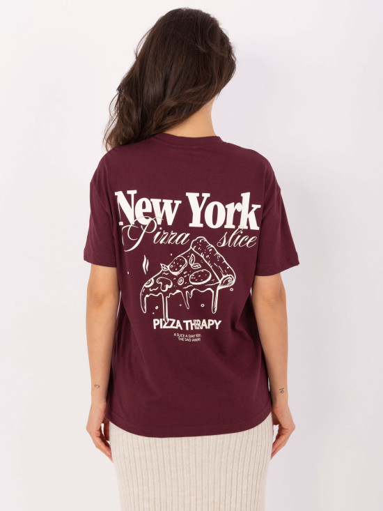 Stylowe bordowe t-shirt z krótkim rękawem