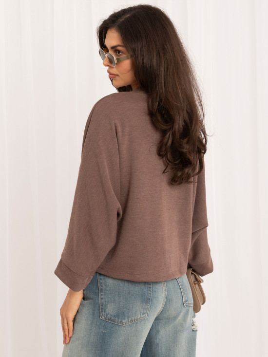 Elegancki beżowy sweter z dekoltem w serek