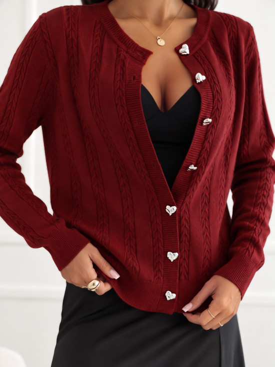 Elegancki czerwony sweter z okrągłym dekoltem